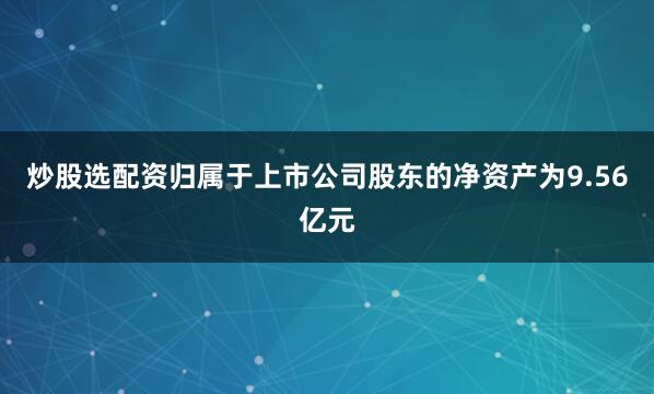 炒股选配资归属于上市公司股东的净资产为9.56亿元